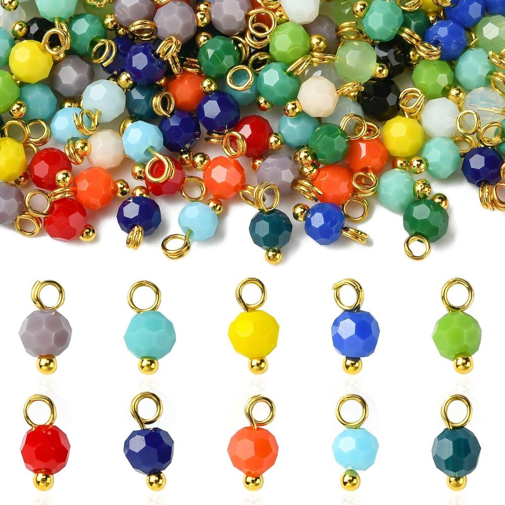 1867 190 Pcs Mixed Colors Glass Faceted Round Charms Colorful 8mm Faceted
